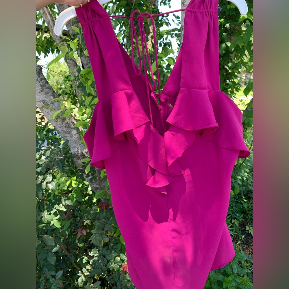 Express Pink Ruffled Tie Front Tank Top